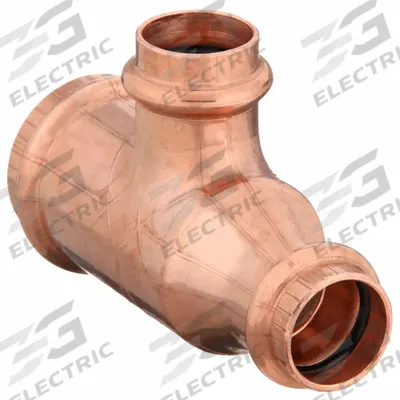 VIEGA PROPRESS Crimp Tee Fitting: Tee, 1 1/4 in CTS x 1 in CTS x 1 in CTS size - Plumbing Copper & Bronze Press Tube Fittings