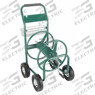 LIBERTY Garden Hose Reel: 350 ft (5/8 in I.D.), 6 in Reel Dia, Green - Metal Garden Hose Carts