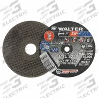 WALTER Abrasive Cut-Off Wheel: Type 1, 3" x 1/8" x 1/4", Aluminum Oxide, 24 Grit, ZIP (MPN 11L322). Key specifications — Series: ZIP; Brand: WALTER SURFACE TECHNOLOGIES.