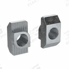 Hammer Nut: #10-32 Size, For 8 mm Slot Wd, 15 Series/40 Series, Single Center, Zinc-Plated, 4 PK (MPN 096H0810-3215). Key specifications — Fastener Type: Hammer Nut; Material: Steel; Finish: Zinc-Plated; T-Slot Fastener Type: Hammer Nut; Threaded Hole Location: Single Center; Compatible Series: Fath, 15 Series, Fath, 40 Series; System of Measurement: Metric; Brand: FATH INC..