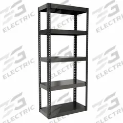 HALLOWELL Boltless Shelving: Standalone, Extra-Heavy-Duty, 36 in x 18 in, 84 in Overall Ht, Steel (MPN HCR361884-5ME). Key specifications — Finish: Powder Coated; Maximum Post Load Capacity: 6,000 lb with Beams Evenly Spaced at 21 in; Decking Material: Steel; Color: Black; Beam Profile: Angle; Brand: HALLOWELL; Side Panel: Open.