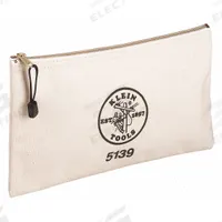 KLEIN TOOLS Tool Bag: 12 1/2 in W x 3/4 in D x 7 in H, Tan, Canvas, 0 Inside Pockets, 1 Bags, Canvas (MPN 5139). Key specifications — attr1116347: Tan; attr1116368: KLEIN TOOLS.
