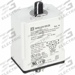 SCHNEIDER Single Function Time Delay Relay: Socket Mounted, 120V DC, 10 A, 8 Pins/Terminals (MPN 9050JCK18V20). Key specifications — Contact Rating (AC): 10 A @ 120/240V; Brand: SCHNEIDER.