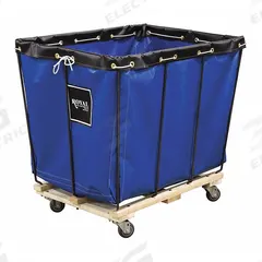 ROYAL BASKET TRUCKS Basket Truck: 10 cu ft, 600 lb, 34 in L x 22 in W x 23 in H, Blue, Wood (MPN G08-BBX-RVA-3UNN). Key specifications — Brand: ROYAL BASKET TRUCKS; Liner Color: Blue; Caster/Wheel Configuration: (4) Swivel; Assembled/Unassembled: Assembled.