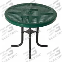 ULTRASITE Patio Table: Green, Steel, 30 1/4 in Overall Ht, 36 in Overall Dia, Steel, Black (MPN 361L-RDP-Green). Key specifications — Frame Color: Black; Frame Material: Steel; Tabletop Color: Green; Tabletop Material: Steel.