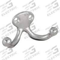 APPROVED VENDOR Coat Hook: Screw, 25 lb Wt Capacity, 2 Points per Hook, Silver, 1 in Projection (MPN 4JH09). Key specifications — Color: Silver; Finish: Electroplated; Material: Zinc; Product Type: Coat Hook.