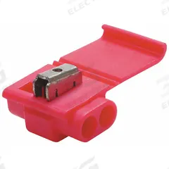3M Insulation Displacement Connector: 2 Ports, Red, 22 AWG – 16 AWG Run Size Range, 1,000 V (MPN 557). Key specifications — attr1308123: 3M; attr1351571: No.