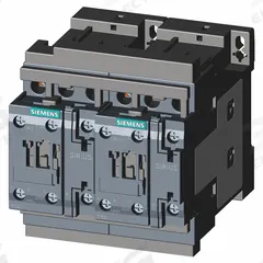 SIEMENS IEC Magnetic Contactor: Reversing, 3 Poles, 3NO Contacts, 25 A, 240V AC Coil (MPN 3RA23268XB301AP6). Key specifications — Brand: SIEMENS; Integrated Surge Suppression: No.