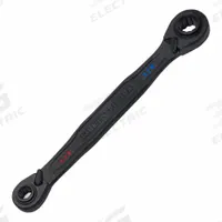 KLEIN TOOLS Ratcheting Wrench: Steel, Black Phosphate, 1/4 in_3/8 in_5/16 in_7/16 in Head Size, Std (MPN 68214). Key specifications — attr309490: Black Phosphate; attr309484: Yes; attr309492: No; attr309489: Steel; attr324928: KLEIN TOOLS.