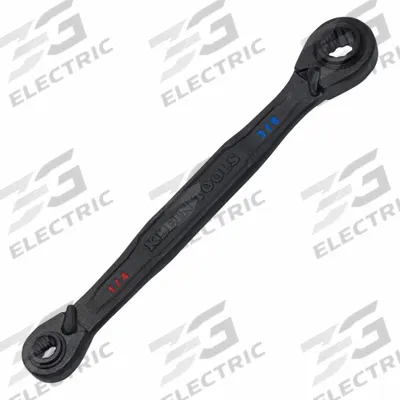 KLEIN TOOLS Ratcheting Wrench: Steel, Black Phosphate, 1/4 in_3/8 in_5/16 in_7/16 in Head Size - SAE, Double End, 12-Point, Ratcheting Box End Wrenches