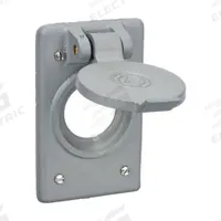 APPLETON ELECTRIC Weatherproof Cover: Malleable Iron, FD/FS, Receptacle Covers/Spring Covers, Gray (MPN FSK-1VR). Key specifications — Brand: APPLETON ELECTRIC; Color: Gray; Compatible with Product Type: Spring Covers; Compatible with Series: FD; Mounting Orientation: Vertical.