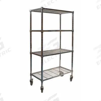 APPROVED VENDOR Wire Shelving Unit: 48 in x 24 in x 70 in, Dry, Split Sleeve, 4 Shelves - Mobile Wire Shelving for Dry Use