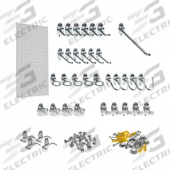 TRITON PRODUCTS Pegboard Panel Kit: Round, 1/4 in Peg Hole Size, 48 in x 24 in x 1/4 in, White (MPN TPB-36WH-Kit). Key specifications — Material: High-Density Fiberboard; Finish: Painted; Peg Hole Shape: Round; Includes: Assortment of Durahook Pegboard Hooks and Mounting Hardware; Color: White; Brand: TRITON PRODUCTS.