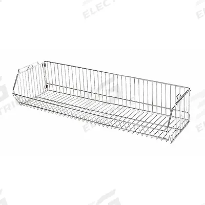 APPROVED VENDOR Stacking Basket: 48 in x 20 in x 12 in, 150 lb Load Capacity, Steel, Chrome - Baskets for Wire Shelving