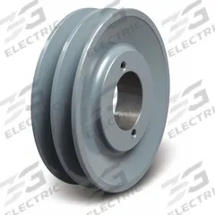 APPROVED VENDOR V-Belt Pulley: 2BK55, 2 Groove, 5.25 in OD, Bushed Bore, H/QT, Cast Iron. Key specifications — Pulley Industry Number: 2BK55; Pitch Diameter: 4.5 in (4L, A); For Belt Section (broad, with similar types): 5L, B, or BX.