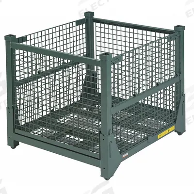 STEEL KING Collapsible Bulk Container: 18.4 cu ft, 45 in x 48 in x 42 in, Lid Not Included - Collapsible Wire Bulk Containers
