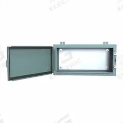 HAMMOND Electrical Enclosure: Steel, 12 in x 24 in x 8 in, NEMA 12/13, w/Panel, Solid Cover, Hinged (MPN 1418A8). Key specifications — Brand: HAMMOND; Closure Method: Clamps; Knockouts: Not Included.