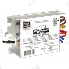 FULHAM CFL Ballast: 120/230V AC, 2 Lamps Supported, 18 W Bulb Watt, 3 3/8 in Overall Lg (MPN NPY-120-218-CFL). Key specifications — Lamp Types Supported: (2) CFT13; Brand: FULHAM; Number of Lamps Supported: 2.