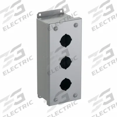 HAMMOND Push Button Enclosure: 30mm, 3 Holes, Carbon Steel - Enclosures for 30mm Operators