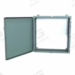 HAMMOND Electrical Enclosure: Steel, 30 in x 30 in x 8 in, NEMA 12/13/3R/4, w/Panel, Solid Cover (MPN 1418N4KK8). Key specifications — Closure Method: Clamps; Brand: HAMMOND; Knockouts: Not Included.