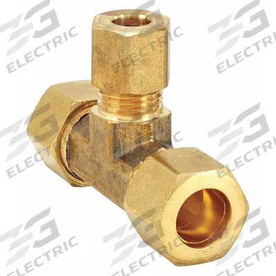 APPROVED VENDOR Compression Tee Fitting: 3/8 in OD x 3/8 in OD x 1/4 in OD Fitting Size - Low-Lead Standard Sleeve Brass Compression Fitting