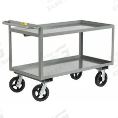 LITTLE GIANT Utility Cart: 2,000 lb, 60 in L x 30 in W Shelf, 2 Shelves, Gray, Flat (MPN GL-3060-6MR). Key specifications — Caster/Wheel Configuration: (2) Swivel; Brand: LITTLE GIANT; Caster Wheel/Tread Material: Rubber.