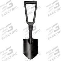 GERBER Round Point Folding Shovel: Steel Blade, 14 ga, D-Grip Handle Type, Glass Filled Nylon Handle (MPN 30-000075). Key specifications — Blade Color: Black; Handle Color: Black; Blade Material: Steel.