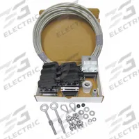 GLEASON Festoon System Kit: Wire Rope, 14 ft – 23 ft, 15 ft Min Cable/Hose Required, Flat (MPN FF08-02). Key specifications — Brand: GLEASON; Compatible Cable Type: Flat; Included Components: Wire Rope; Track Type: Wire Rope.