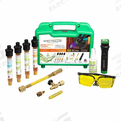 SPECTROLINE Fluorescent Leak Detection Kit: 2 oz Compatible System Size, 0.5 oz, Cartridge - Leak Detection Dye Injector Kits