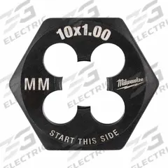 MILWAUKEE Hex Threading Die: M10x1 Metric, 1 in Hex Wd, Black Oxide Carbon Steel (MPN 49-57-5354)