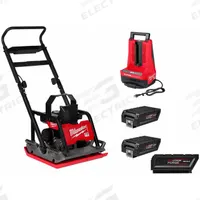 MILWAUKEE Plate Compactor Kit and Battery: HD12.0 Platform, 22 in Plate Lg, 20 in Plate Wd, 3.8 lbf (MPN MXF220-2HD, MXFHD812). Key specifications — Water Tank Included: No; Battery Capacity: 12 Ah; Compacting Force: 3.8 lbf; Brand: MILWAUKEE.