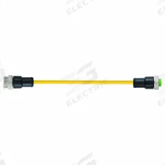 Cordset: 7/8" Male Straight x Female Straight, 5 Pins, Yellow, TPE, 1 m Cable Lg, 16 AWG Wire Size (MPN 7700-A5A01-U1D0100). Key specifications — Cable Jacket Color: Yellow; Cable Jacket Material: TPE; IP Rating: IP68; Wire Size: 16 AWG; Brand: MURRELEKTRONIK.