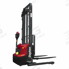 DAYTON Stacker: 2,600 lb, 114 in Max Lifting Ht, Adj Fork, 42 in L x 3 15/16 in W Fork, Adj Straddle (MPN 822PC7). Key specifications — Brand: DAYTON; Lift Mechanism: Hydraulic; Width Across Forks: 10 in to 31-1/2 in.