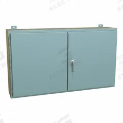 HAMMOND Electrical Enclosure: Steel, 24 in x 42 in x 8 in, NEMA 12, w/Panel, Solid Cover, Hinged (MPN 1422P8). Key specifications — Brand: HAMMOND; Closure Method: Handle; Knockouts: Not Included.