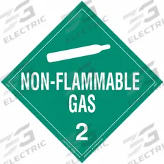 LABELMASTER Non-Flammable Gas Placard: Non-Flammable Gas, 10 3/4 in x 10 3/4 in, Vinyl, 25 PK (MPN Z-EZ3). Key specifications — Brand: LABELMASTER; Message: Non-Flammable Gas.