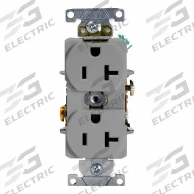 LEVITON Duplex Receptacle Outlet: Duplex, 5-20, Gray, 125V AC, 20 A - General Purpose Receptacles