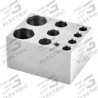 OHAUS Modular Block: Anodized Aluminum, 3 in Overall Wd, 3 3/4 in Overall Lg, 9 Wells, 50 mL (MPN 30400193). Key specifications — Product Type: Dry Bath Block; Includes Thermometer Well: Yes; Material: Anodized Aluminum; Volume Capacity: 50 mL; Brand: OHAUS.
