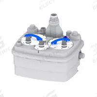 SANIFLO Duplex Grinder System: Plastic, 2 hp, 208V AC, 45 gpm @ 10' of Head, 36 ft Max. Head, NPS (MPN 029). Key specifications — Rated Voltage: 208V AC; Discharge Location: Top; Brand: SANIFLO; Alarm: Included.