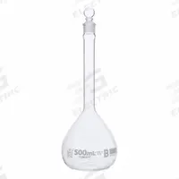 GLOBE SCIENTIFIC Glass Flasks: 500 mL, Colorless, B, 0.4 mL, Includes Closure, 260 mm Overall Ht (MPN 8250500). Key specifications — Tolerance: 0.4 mL; Body Color: Colorless; Brand: GLOBE SCIENTIFIC; Compatible with Stopper Size: 19; USP Specification: Type I.