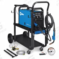 MILLER ELECTRIC MIG Welder: Millermatic 142, MIG Pack w/Running Gear (MPN 951000072). Key specifications — Input Voltage (Nominal) (Merch - Table Column, Filters): 120V; Max. Wire Diameter: 0.035 in (Flux-Cored).