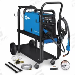 MILLER ELECTRIC MIG Welder: Millermatic 142, MIG Pack w/Running Gear (MPN 951000072). Key specifications — Input Voltage (Nominal) (Merch - Table Column, Filters): 120V; Max. Wire Diameter: 0.035 in (Flux-Cored).