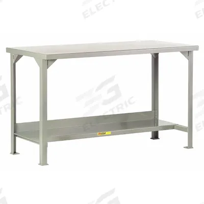 LITTLE GIANT Workbench: Fixed Ht, Steel, 60 in x 30 in, 4,500 lb Overall Load Capacity - Workbenches with Lower Shelves