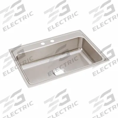 JUST MANUFACTURING Bowl Drop-In Sink: 31 in Overall Lg, 22 in Overall Wd, 7 5/8 in Bowl Dp - One-Bowl Counter-Mounted Kitchen & Bar Sinks without Faucets
