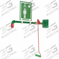 HUGHES SAFETY Plumbed Shower: Wall Mnt, Plastic Sprayhead, Galvanized Steel Pipe, Silver (MPN 23GH). Key specifications — Brand: HUGHES SAFETY; Activation: Pull Rod.