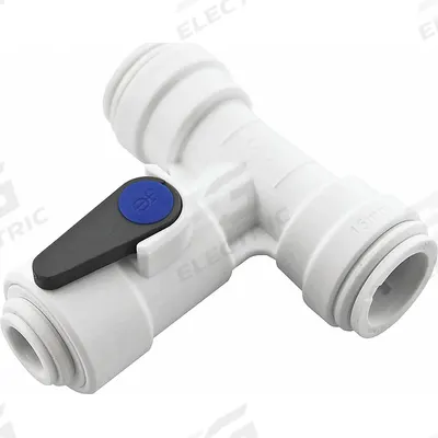 JOHN GUEST Manual Three-Way Ball Valve: 9/16 in, Acetal, T Flow, Push x Push x Push - T-Port Acetal Ball Valves