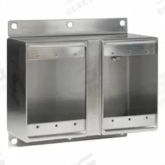 LEVITON FD Box: Stainless Steel, Rectangular, 2 Gangs, 3 1/16 in Box Dp, 6 5/8 in Box Wd (MPN FDSS2). Key specifications — Brand: LEVITON; Bracket Style: Without Bracket; Clamp Style: Without Clamps.