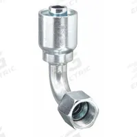 PARKER Hydraulic Crimp Fitting: Steel x Steel, 90° Elbow, -4 For Hose Dash Size, Female x Genderless (MPN 1J943-4-4). Key specifications — Fitting Gender: Female x Genderless; Fitting Connection Type: ORS x Crimp; For Hose Dash Size: -4; Thread Size: 9/16"-18; Brand: PARKER.