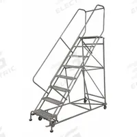 COTTERMAN Rolling Ladder: 7.5 ft Platform Ht, Unassembled, Steel, Foot-Activated Step Lock (MPN 2609R2632A6E12B4AC1P6). Key specifications — Folding: Not Foldable; Color: Gray; Brand: COTTERMAN; Handrail Configuration: Double Handrails.