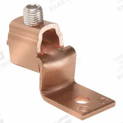 BURNDY Wire Connector: 2 AWG – 1/0 AWG Wire Sizes, 1/4 in Stud Size, Unplated Copper Lug Body (MPN KLU125). Key specifications — attr1294325: BURNDY; attr1358749: Copper; attr1358750: 1/0 AWG; attr1358751: 2 AWG; attr1358777: Unplated Copper.
