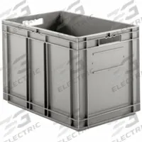 SSI SCHAEFER Straight Wall Tote: 22.1 gal, 23 3/4 in x 15 3/4 in x 16 5/8 in, Stacking Capable, Gray (MPN EF6420.GY1). Key specifications — Material: Plastic; Stackable: Stacking Capable; Brand: SSI SCHAEFER.